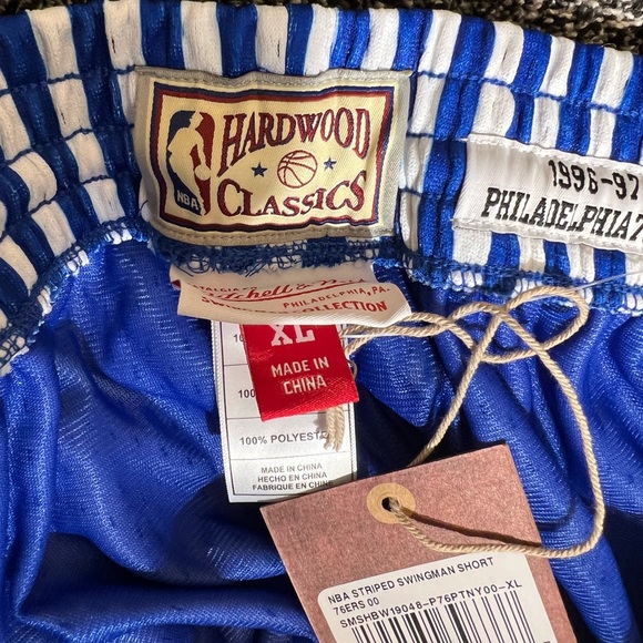 NWT Men’s Philadelphia 76ers Swingman Shorts Mitchell & Ness Hardwood Classics - Picture 3 of 4